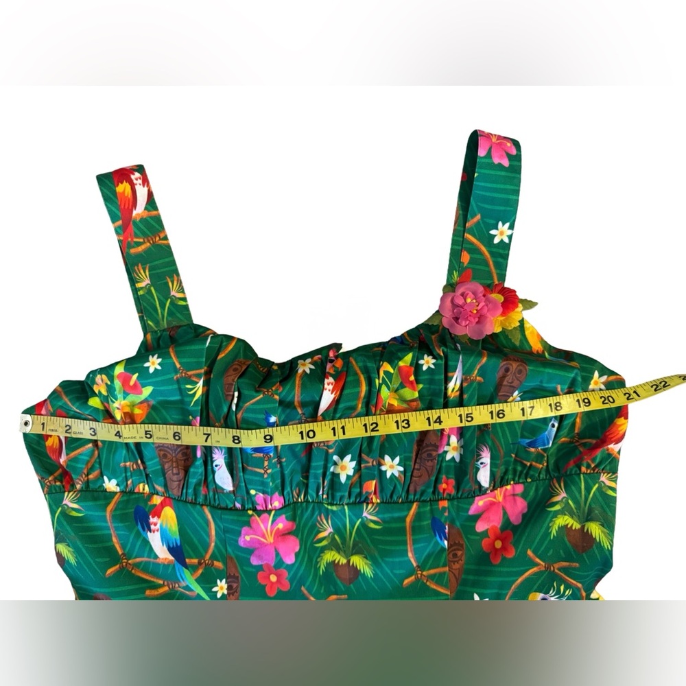 Disney Green Tropical Parrot Midi Dress - Picture 9 of 10